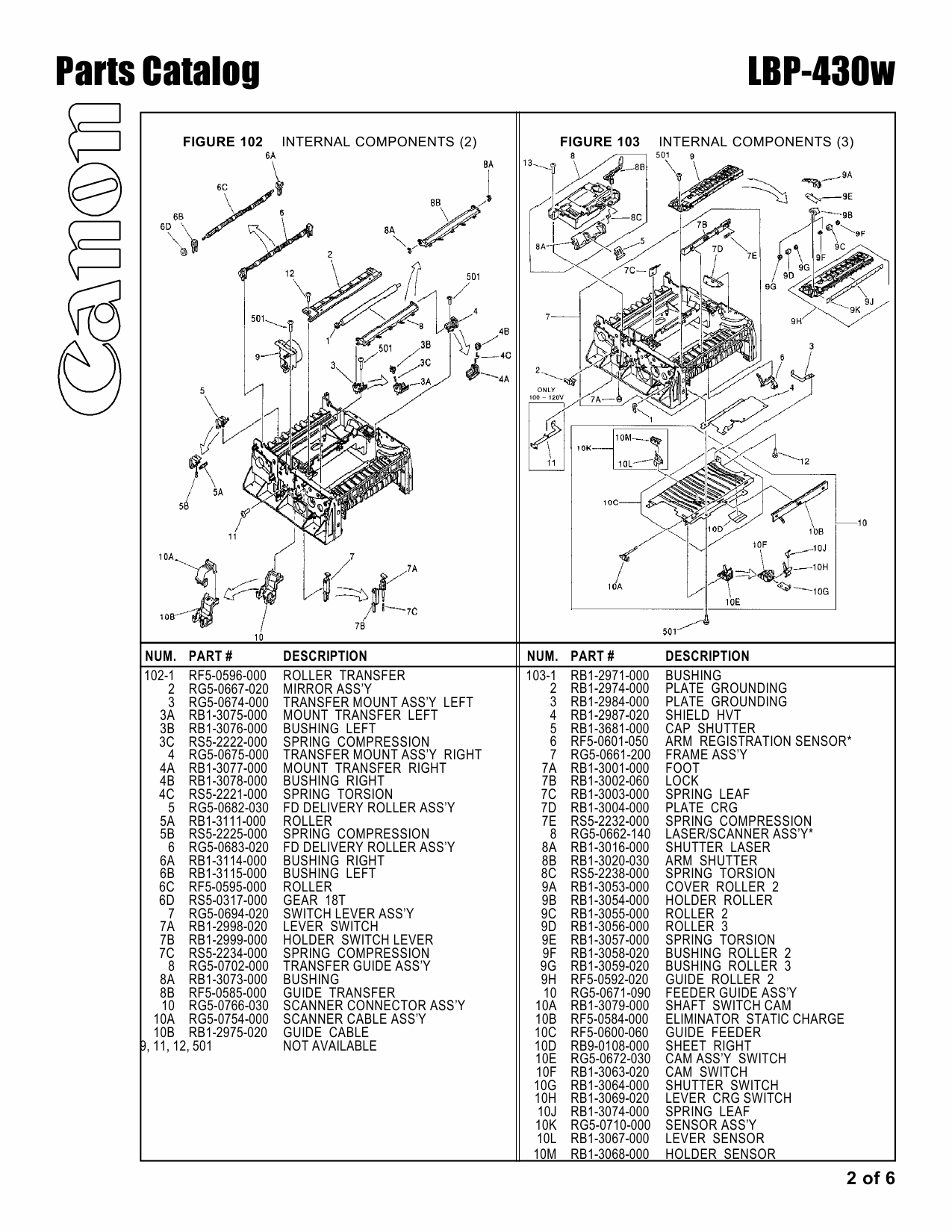Canon imageCLASS LBP-430w Parts Catalog Manual-2